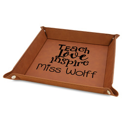 Teacher Gift Faux Leather Valet Tray - 9" x 9" - Rawhide (Personalized)