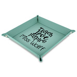 Teacher Gift Faux Leather Valet Tray - 9" x 9"  - Teal (Personalized)