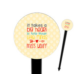 Teacher Gift 6" Round Plastic Food Picks - Black - Single-Sided (Personalized)