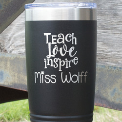 Teacher Gift 20 oz Stainless Steel Tumbler - Black - Single-Sided (Personalized)