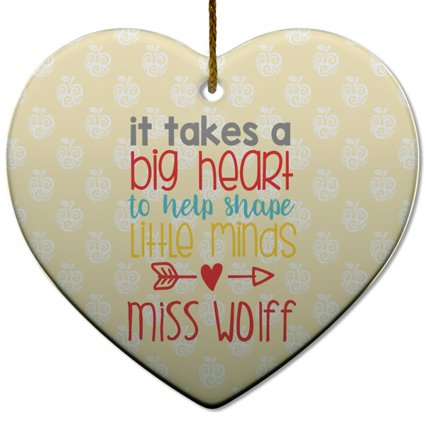 Custom Teacher Gift Heart Ceramic Ornament (Personalized)