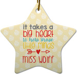 Teacher Gift Star Ceramic Ornament (Personalized)