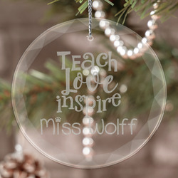 Teacher Gift Engraved Glass Ornament (Personalized)
