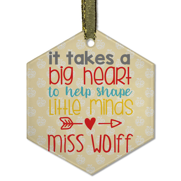 Custom Teacher Gift Flat Glass Ornament - Hexagon (Personalized)