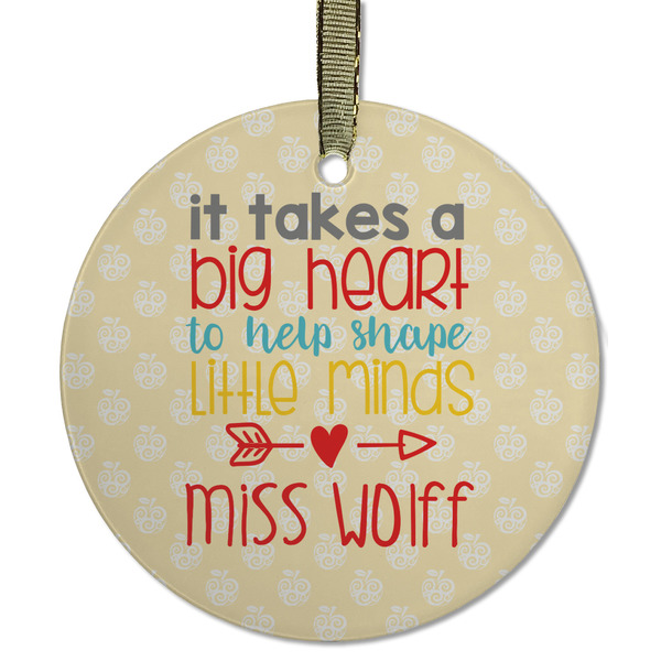 Custom Teacher Gift Flat Glass Ornament - Round (Personalized)