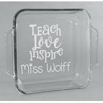 Teacher Gift Glass Cake Dish with Truefit Lid - 8in x 8in (Personalized)