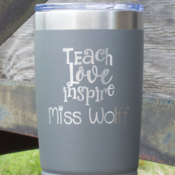 Teacher Gift 20 oz Stainless Steel Tumbler - Grey - Double-Sided (Personalized)