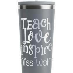 Teacher Gift RTIC Everyday Tumbler with Straw - 28oz - Grey - Double-Sided (Personalized)