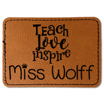 Teacher Gift Faux Leather Iron On Patch - Rectangle (Personalized)