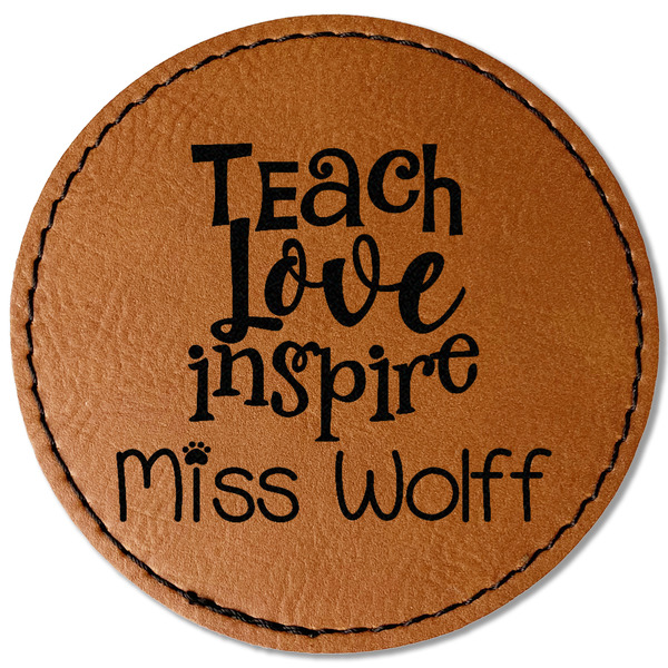 Custom Teacher Gift Faux Leather Iron On Patch - Round (Personalized)