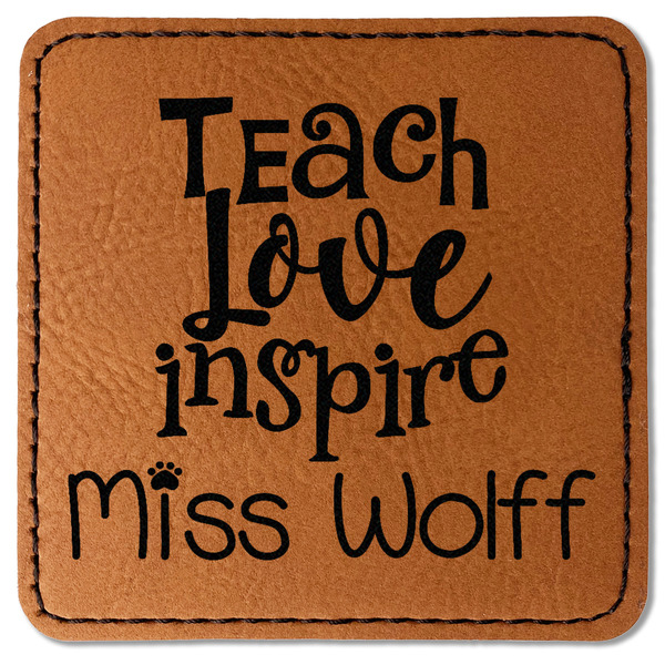 Custom Teacher Gift Faux Leather Iron On Patch - Square (Personalized)