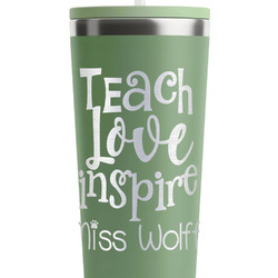 Teacher Gift RTIC Everyday Tumbler with Straw - 28oz - Light Green - Double-Sided (Personalized)