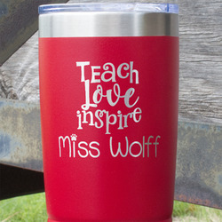 Teacher Gift 20 oz Stainless Steel Tumbler - Red - Double-Sided (Personalized)