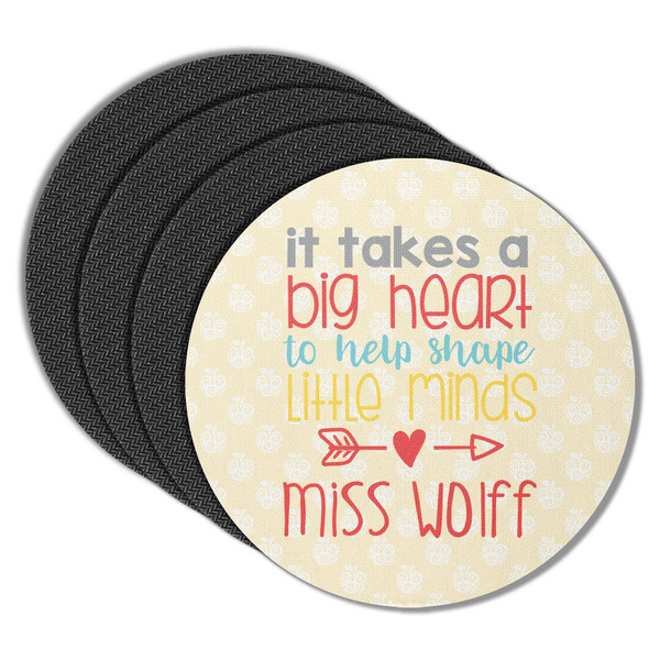 Custom Teacher Gift Round Rubber Backed Coasters - Set of 4 (Personalized)