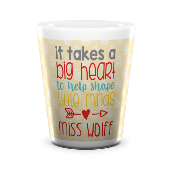 Custom Teacher Gift Ceramic Shot Glass - 1.5 oz - White - Single (Personalized)