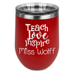 Teacher Gift Stemless Stainless Steel Wine Tumbler - Red - Double-Sided (Personalized)