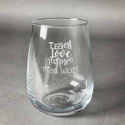Teacher Gift Stemless Wine Glass - Laser Engraved- Single (Personalized)