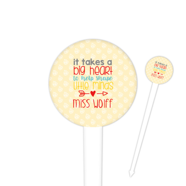 Custom Teacher Gift 4" Round Plastic Food Picks - White - Double-Sided (Personalized)