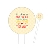 Teacher Gift 6" Round Plastic Food Picks - White - Single-Sided (Personalized)