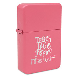 Teacher Gift Windproof Lighter - Pink - Single-Sided & Lid Engraved (Personalized)