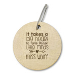 Teacher Gift Wood Luggage Tag - Round (Personalized)