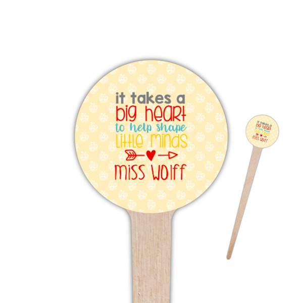 Custom Teacher Gift 4" Round Wooden Food Picks - Double-Sided (Personalized)