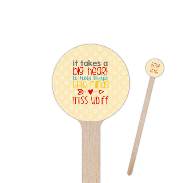 Custom Teacher Gift 7.5" Round Wooden Stir Sticks - Single-Sided (Personalized)