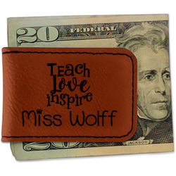 Teacher Gift Leatherette Magnetic Money Clip - Single-Sided (Personalized)