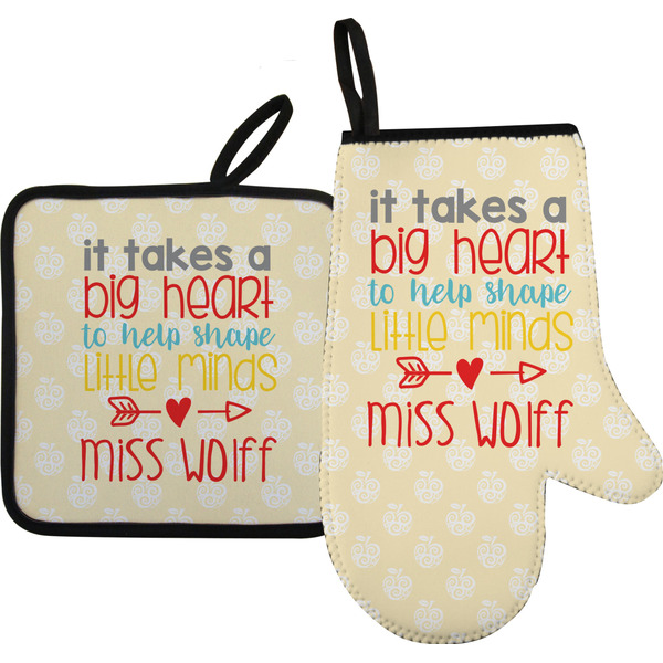 Custom Teacher Gift Right Oven Mitt & Pot Holder Set (Personalized)