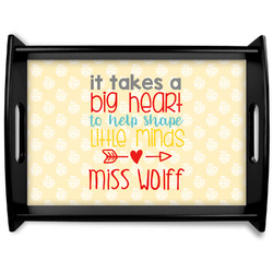 Teacher Gift Black Wooden Tray - Large (Personalized)