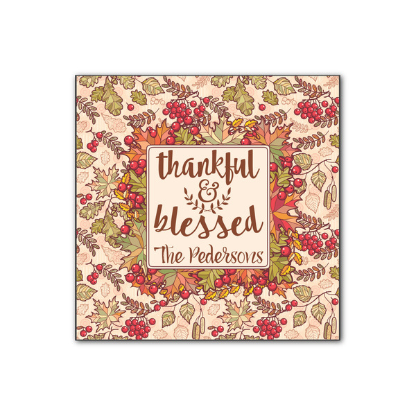 Custom Thankful & Blessed Wood Print - 12x12 (Personalized)