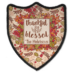 Thankful & Blessed Iron On Shield Patch B w/ Name or Text