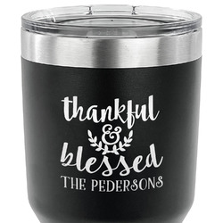 Thankful & Blessed 30 oz Stainless Steel Tumbler - Black - Double Sided (Personalized)