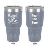 Thankful & Blessed 30 oz Stainless Steel Tumbler - Grey - Double-Sided (Personalized)