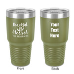 Thankful & Blessed 30 oz Stainless Steel Tumbler - Olive - Double-Sided (Personalized)