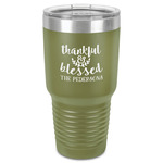 Thankful & Blessed 30 oz Stainless Steel Tumbler - Olive - Single-Sided (Personalized)