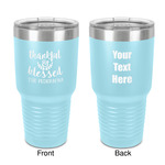 Thankful & Blessed 30 oz Stainless Steel Tumbler - Teal - Double-Sided (Personalized)