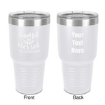 Thankful & Blessed 30 oz Stainless Steel Tumbler - White - Double-Sided (Personalized)