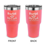 Thankful & Blessed 30 oz Stainless Steel Tumbler - Coral - Double Sided (Personalized)