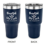 Thankful & Blessed 30 oz Stainless Steel Tumbler - Navy - Double Sided (Personalized)