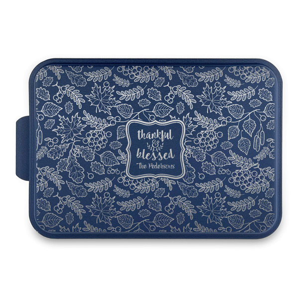 Custom Thankful & Blessed Aluminum Baking Pan with Navy Lid (Personalized)