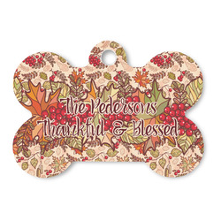 Thankful & Blessed Bone Shaped Dog ID Tag - Large (Personalized)