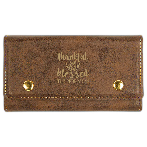 Custom Thankful & Blessed Cards & Dice Set - Rustic Brown (Personalized)