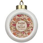 Thankful & Blessed Ceramic Ball Ornament (Personalized)