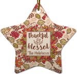 Thankful & Blessed Star Ceramic Ornament w/ Name or Text