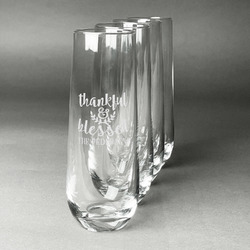 Thankful & Blessed Champagne Flute - Stemless Engraved - Set of 4 (Personalized)