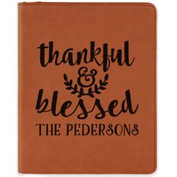 Thankful & Blessed Leatherette Zipper Portfolio with Notepad - Double Sided (Personalized)