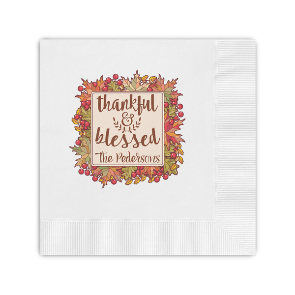 Custom Thankful & Blessed Coined Cocktail Napkins (Personalized)