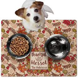 Thankful & Blessed Dog Food Mat - Medium w/ Name or Text