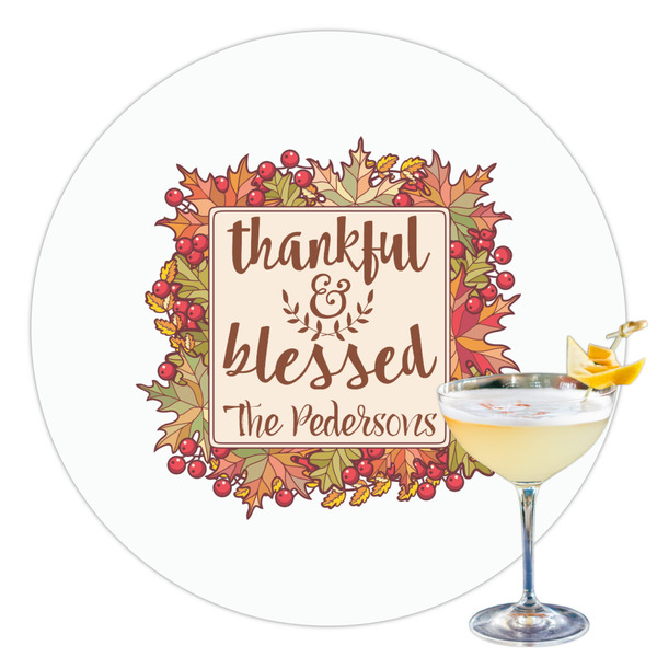 Custom Thankful & Blessed Printed Drink Topper - 3.5" (Personalized)